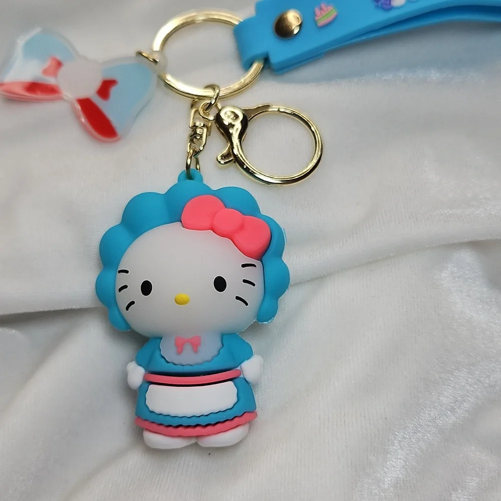 Sanrio Hello Kitty PVC Car Keychain Bag Charm NWOT Blue Wristlet
